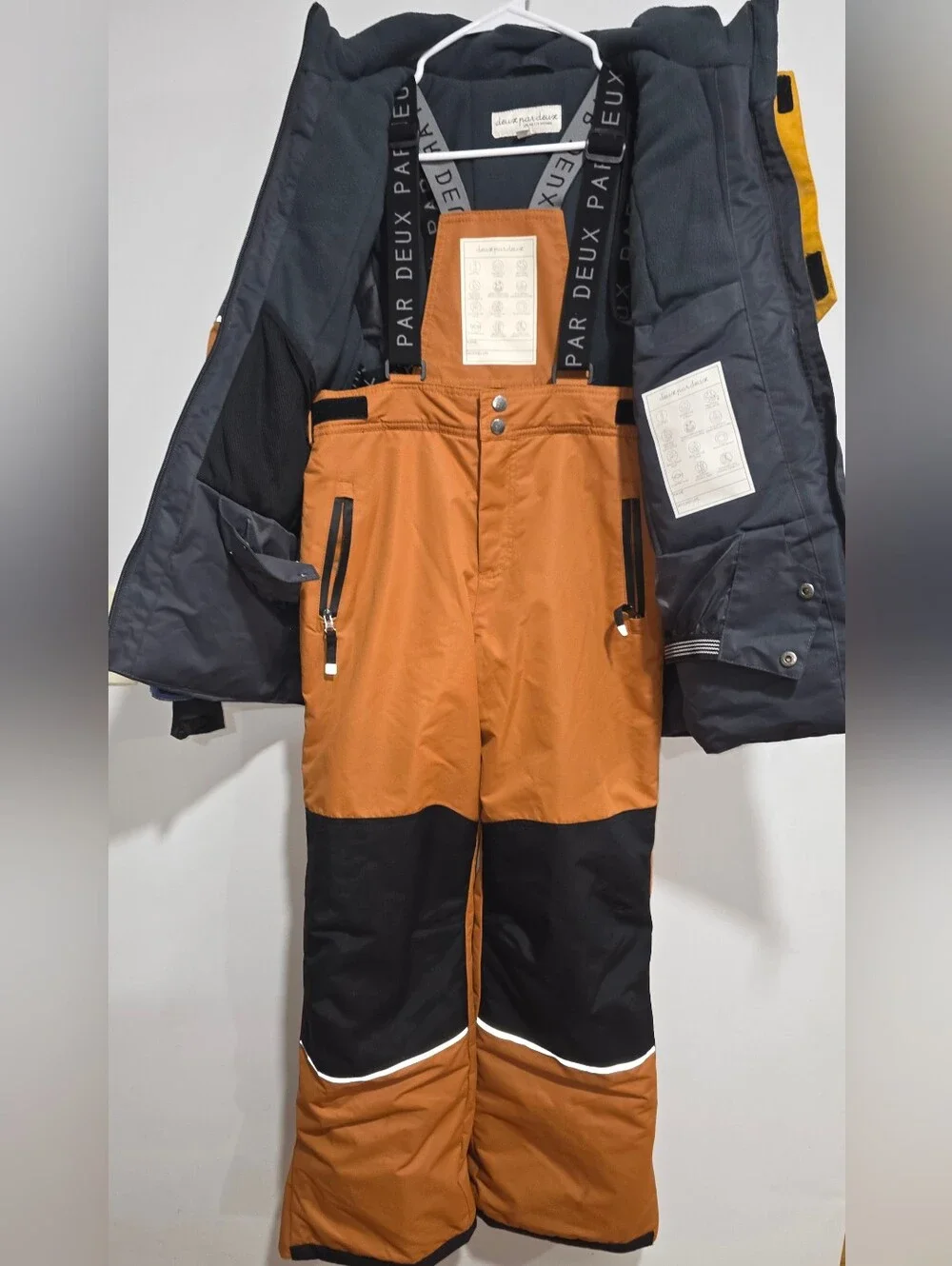 deux par deux Mustard, Blue & Black Colorblock Kids Ski Jacket Size 14